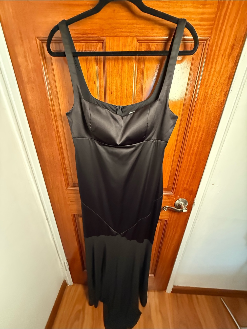 Alex & Sophia Black Satin Maxi Slip Dress